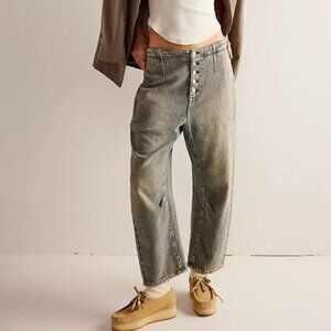 31 NWT We The Free People Osaka Mid Rise Barrel Spearmint Button Fly RET 138